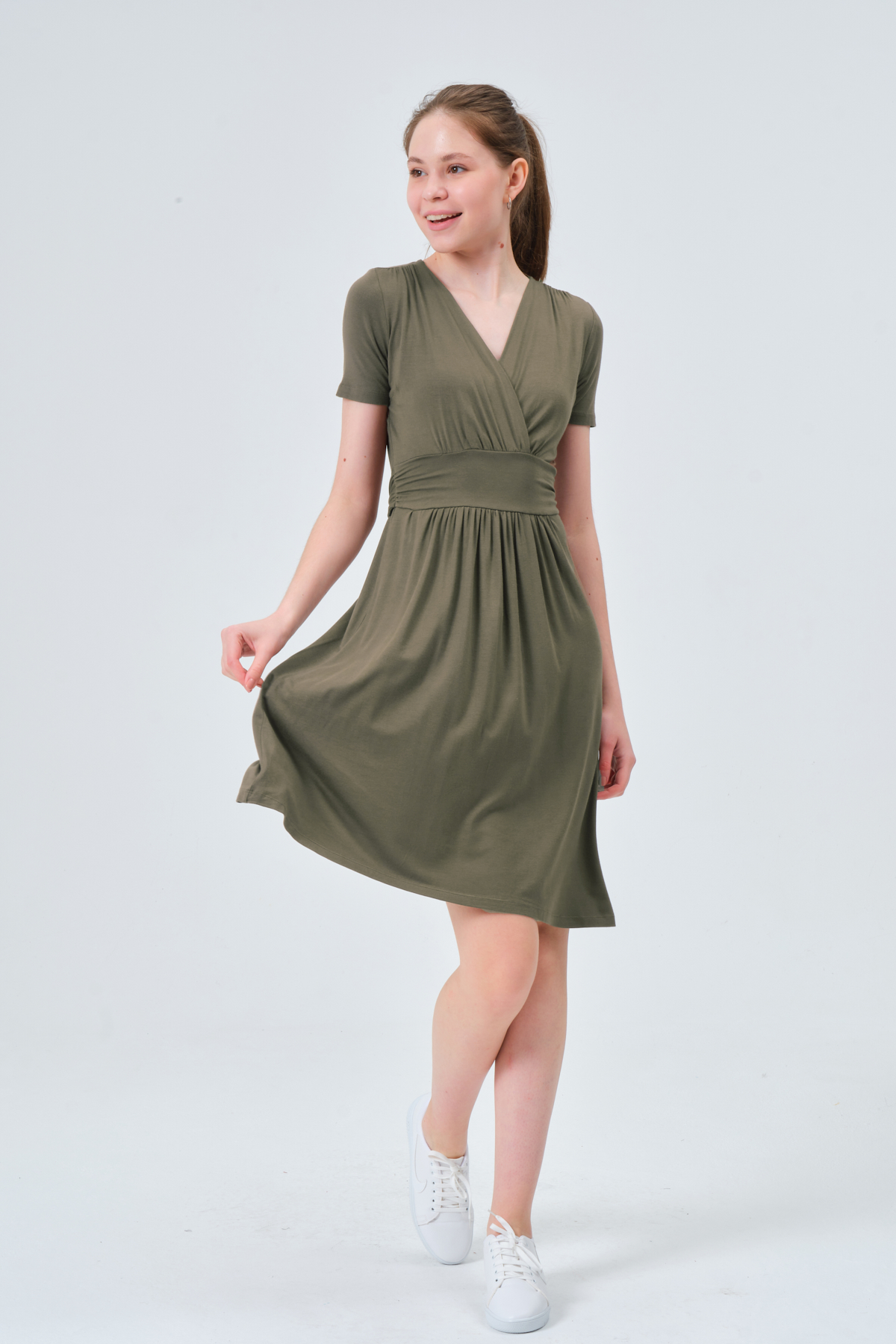 Kapüşonlu Çift Cepli Fermuarlı Oversize Sweatshirt - Yeşil